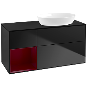 Villeroy und Boch Finion Waschtischunterschrank FA42HBPD 120cm, Abdeckplatte black matt, Regale Peony matt lacquer, Black matt lacquer