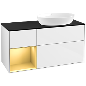 Villeroy and Boch Finion Villeroy and Boch Finion FA42HFGF 120cm, cover plate black matt, shelves gold matt lacquer, glossy white lacquer