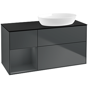 Villeroy und Boch Finion Waschtischunterschrank FA42HGHG 120cm, Abdeckplatte black matt, Regale Midnight matt lacquer, Midnight Blue Matt Lacquer