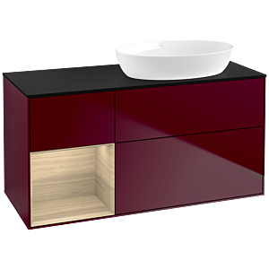 Villeroy et Boch Finion Villeroy et Boch FA42PCHB 120cm, plaque de recouvrement noir mat, étagères Oak Veneer , Peony Matt