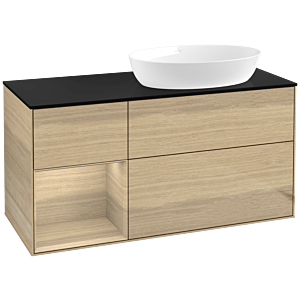 Villeroy et Boch Finion Villeroy et Boch FA42PCPC 120cm, plaque de recouvrement noir mat, étagères Oak Veneer , Oak Veneer