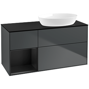 Villeroy und Boch Finion Waschtischunterschrank FA42PDHG 120cm, Abdeckplatte black matt, Regale Black matt lacquer, Midnight Blue Matt Lacquer
