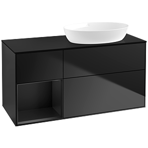 Villeroy und Boch Finion Waschtischunterschrank FA42PDPD 120cm, Abdeckplatte black matt, Regale Black matt lacquer, Black matt lacquer
