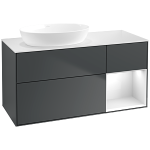 Villeroy und Boch Finion Waschtischunterschrank FA51GFHG 120cm, Abdeckplatte white matt, Regale Glossy white lacquer, Midnight Blue Matt Lacquer