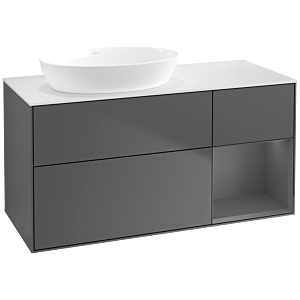 Villeroy et Boch Finion Villeroy et Boch FA51GKGK 120cm, plaque de recouvrement blanc mat, étagères laqué anthracite mat, anthracite mat
