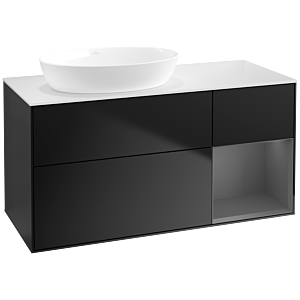 Villeroy und Boch Finion Waschtischunterschrank FA51GKPD 120cm, Abdeckplatte white matt, Regale Anthracite matt lacquer, Black matt lacquer