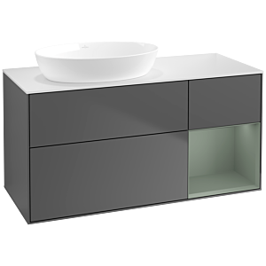 Villeroy and Boch Finion Villeroy and Boch Finion FA51GMGK 120cm, cover plate white matt, shelves olive matt lacquer, anthracite matt