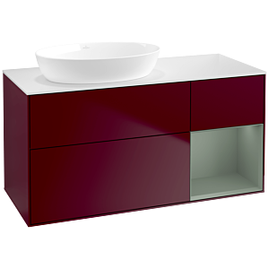 Villeroy et Boch Finion Villeroy et Boch FA51GMHB 120cm, plaque de recouvrement blanc mat, étagères laqué olive mat, Peony Matt