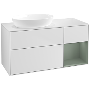 Villeroy and Boch Finion Villeroy and Boch Finion FA51GMMT 120cm, cover plate white matt, shelves olive matt lacquer, white matt lacquer
