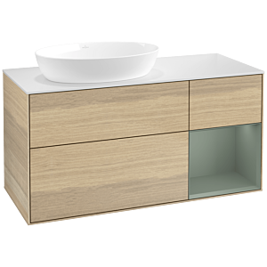 Villeroy and Boch Finion Villeroy and Boch Finion FA51GMPC 120cm, cover plate white matt, shelves olive matt lacquer, Oak Veneer