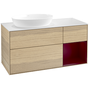 Villeroy und Boch Finion Waschtischunterschrank FA51HBPC 120cm, Abdeckplatte white matt, Regale Peony matt lacquer, Oak Veneer