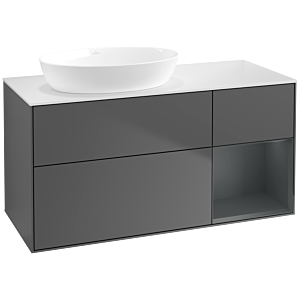 Villeroy und Boch Finion Waschtischunterschrank FA51HGGK 120cm, Abdeckplatte white matt, Regale Midnight matt lacquer, Anthracite matt