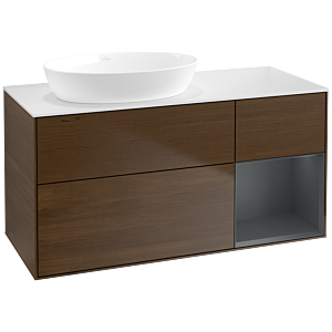 Villeroy and Boch Finion Villeroy and Boch Finion FA51HGGN 120cm, cover plate white matt, shelves midnight matt lacquer, walnut veneer