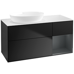 Villeroy und Boch Finion Waschtischunterschrank FA51HGPD 120cm, Abdeckplatte white matt, Regale Midnight matt lacquer, Black matt lacquer