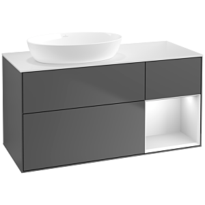 Villeroy und Boch Finion Waschtischunterschrank FA51MTGK 120cm, Abdeckplatte white matt, Regale White matt lacquer, Anthracite matt