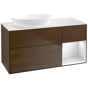 Villeroy and Boch Finion Villeroy and Boch Finion FA51MTGN 120cm, cover plate white matt, shelves white matt lacquer, walnut veneer