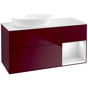 Villeroy und Boch Finion Waschtischunterschrank FA51MTHB 120cm, Abdeckplatte white matt, Regale White matt lacquer, Peony Matt