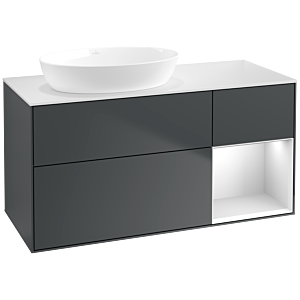 Villeroy und Boch Finion Waschtischunterschrank FA51MTHG 120cm, Abdeckplatte white matt, Regale White matt lacquer, Midnight Blue Matt Lacquer