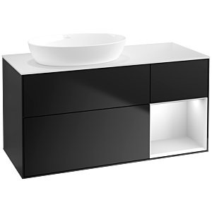 Villeroy und Boch Finion Waschtischunterschrank FA51MTPD 120cm, Abdeckplatte white matt, Regale White matt lacquer, Black matt lacquer