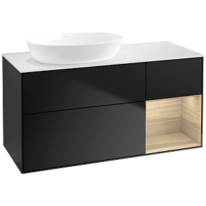 Villeroy und Boch Finion Waschtischunterschrank FA51PCPD 120cm, Abdeckplatte white matt, Regale Oak Veneer, Black matt lacquer