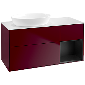 Villeroy und Boch Finion Waschtischunterschrank FA51PDHB 120cm, Abdeckplatte white matt, Regale Black matt lacquer, Peony Matt