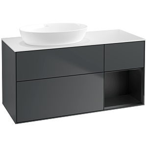 Villeroy und Boch Finion Waschtischunterschrank FA51PDHG 120cm, Abdeckplatte white matt, Regale Black matt lacquer, Midnight Blue Matt Lacquer
