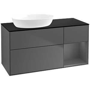 Villeroy et Boch Finion Villeroy et Boch FA52GKGK 120cm, plaque de recouvrement noir mat, étagères laqué anthracite mat, anthracite mat