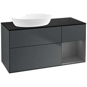 Villeroy und Boch Finion Waschtischunterschrank FA52GKHG 120cm, Abdeckplatte black matt, Regale Anthracite matt lacquer, Midnight Blue Matt Lacquer