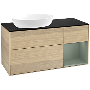 Villeroy and Boch Finion Villeroy and Boch Finion FA52GMPC 120cm, cover plate black matt, shelves olive matt lacquer, Oak Veneer