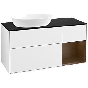 Villeroy and Boch Finion Villeroy and Boch Finion FA52GNGF 120cm, cover plate black matt, shelves Walnut Veneer , glossy white lacquer