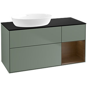 Villeroy and Boch Finion Villeroy and Boch Finion FA52GNGM 120cm, cover plate black matt, shelves Walnut Veneer , Olive Matt Lacquer