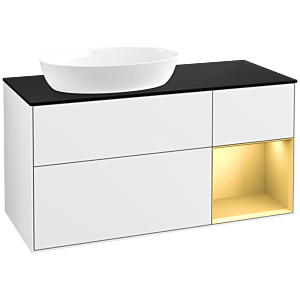 Villeroy and Boch Finion Villeroy and Boch Finion FA52HFGF 120cm, cover plate black matt, shelves gold matt lacquer, glossy white lacquer