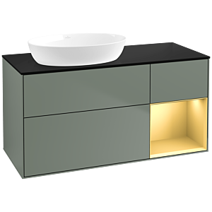 Villeroy and Boch Finion Villeroy and Boch Finion FA52HFGM 120cm, cover plate black matt, shelves gold matt lacquer, Olive Matt Lacquer