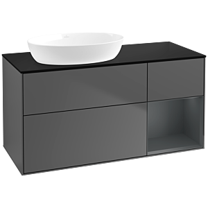 Villeroy et Boch Finion Villeroy et Boch FA52HGGK 120cm, plaque de recouvrement noir mat, étagères laqué mat Midnight, anthracite mat