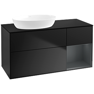 Villeroy et Boch Finion Villeroy et Boch FA52HGPD 120cm, plaque de recouvrement noir mat, étagères laqué mat Midnight, laqué noir mat