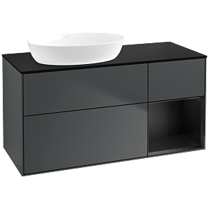 Villeroy und Boch Finion Waschtischunterschrank FA52PDHG 120cm, Abdeckplatte black matt, Regale Black matt lacquer, Midnight Blue Matt Lacquer