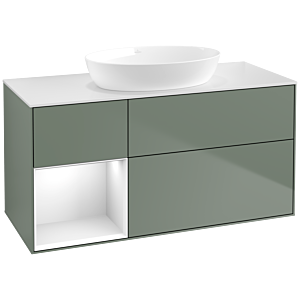 Villeroy and Boch Finion Villeroy and Boch Finion FA61GFGM 120cm, cover plate white matt, shelves Glossy white lacquer, Olive Matt Lacquer