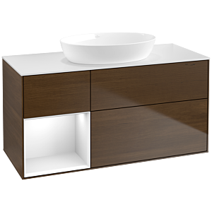 Villeroy and Boch Finion Villeroy and Boch Finion FA61GFGN 120cm, cover plate white matt, shelves Glossy white lacquer, walnut veneer