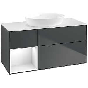Villeroy und Boch Finion Waschtischunterschrank FA61GFHG 120cm, Abdeckplatte white matt, Regale Glossy white lacquer, Midnight Blue Matt Lacquer
