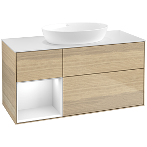 Villeroy and Boch Finion Villeroy and Boch Finion FA61GFPC 120cm, cover plate white matt, shelves Glossy white lacquer, Oak Veneer