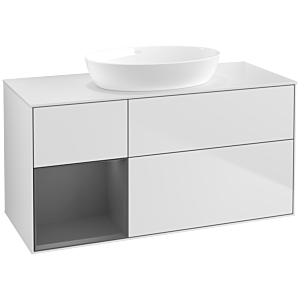 Villeroy und Boch Finion Waschtischunterschrank FA61GKMT 120cm, Abdeckplatte white matt, Regale Anthracite matt lacquer, White matt lacquer