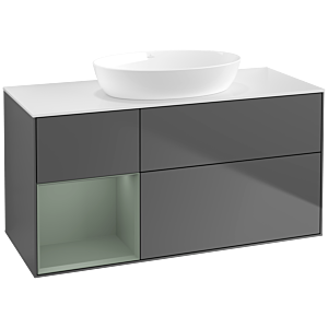 Villeroy and Boch Finion Villeroy and Boch Finion FA61GMGK 120cm, cover plate white matt, shelves olive matt lacquer, anthracite matt