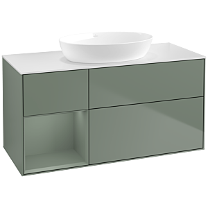 Villeroy and Boch Finion Villeroy and Boch Finion FA61GMGM 120cm, cover plate white matt, shelves olive matt lacquer, Olive Matt Lacquer