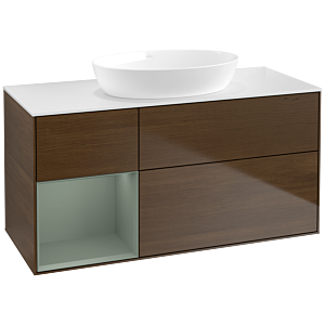 Villeroy and Boch Finion Villeroy and Boch Finion FA61GMGN 120cm, cover plate white matt, shelves olive matt lacquer, walnut veneer