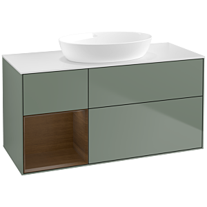 Villeroy and Boch Finion Villeroy and Boch Finion FA61GNGM 120cm, cover plate white matt, shelves Walnut Veneer , Olive Matt Lacquer