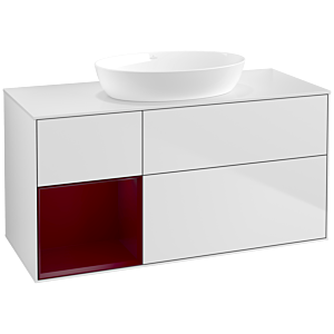 Villeroy und Boch Finion Waschtischunterschrank FA61HBMT 120cm, Abdeckplatte white matt, Regale Peony matt lacquer, White matt lacquer