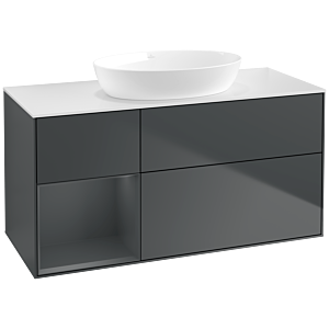 Villeroy und Boch Finion Waschtischunterschrank FA61HGHG 120cm, Abdeckplatte white matt, Regale Midnight matt lacquer, Midnight Blue Matt Lacquer
