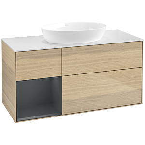 Villeroy and Boch Finion Villeroy and Boch Finion FA61HGPC 120cm, cover plate white matt, shelves midnight matt lacquer, Oak Veneer