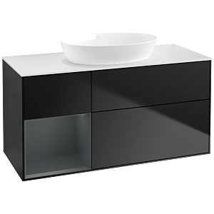 Villeroy und Boch Finion Waschtischunterschrank FA61HGPD 120cm, Abdeckplatte white matt, Regale Midnight matt lacquer, Black matt lacquer