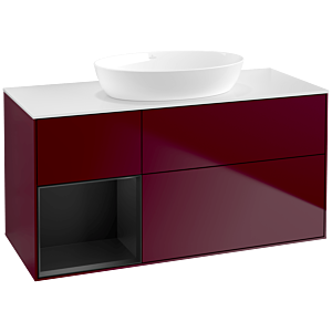 Villeroy und Boch Finion Waschtischunterschrank FA61PDHB 120cm, Abdeckplatte white matt, Regale Black matt lacquer, Peony Matt